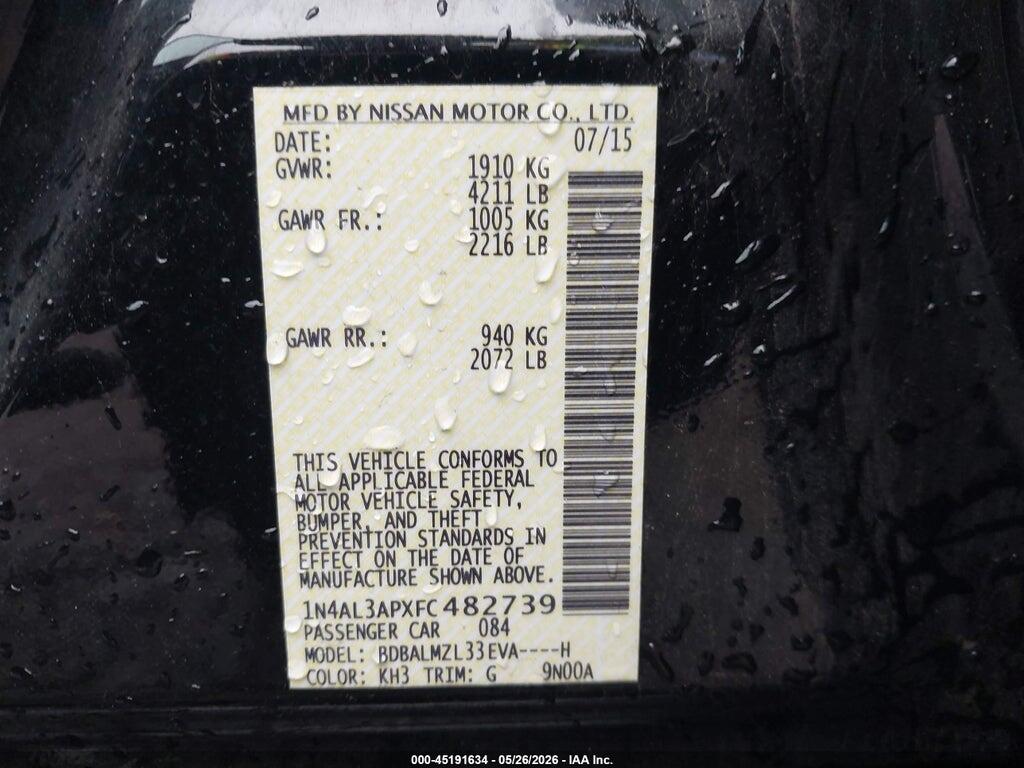 1N4AL3APXFC482739 2015 NISSAN ALTIMA photo no. 9