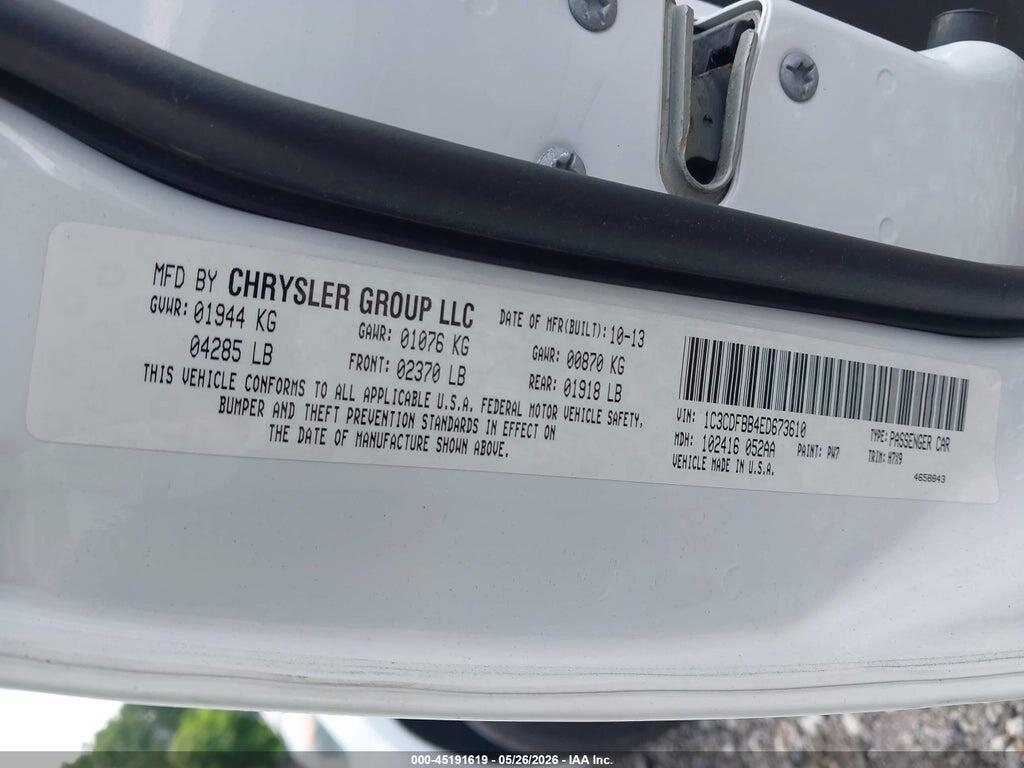 1C3CDFBB4ED673610 2014 DODGE DART photo no. 9