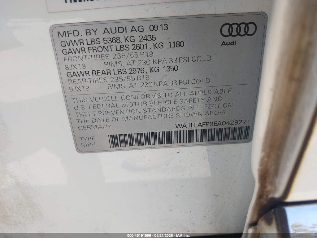WA1LFAFP9EA042927 2014 AUDI Q5 photo no. 9