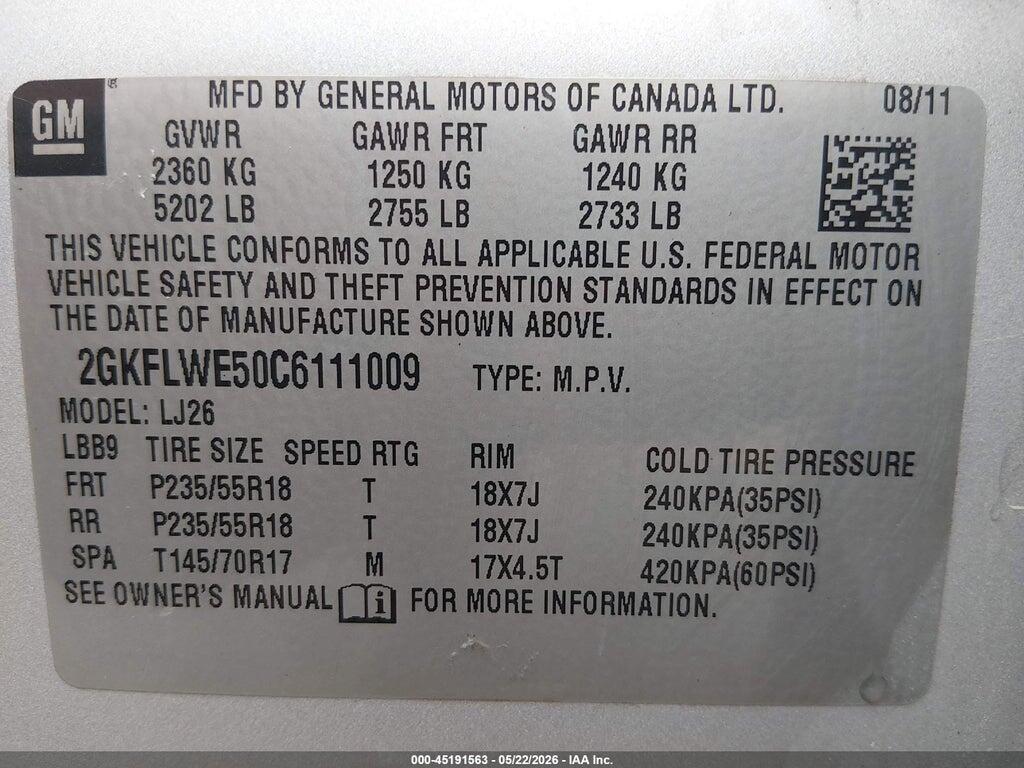 2GKFLWE50C6111009 2012 GMC TERRAIN photo no. 9