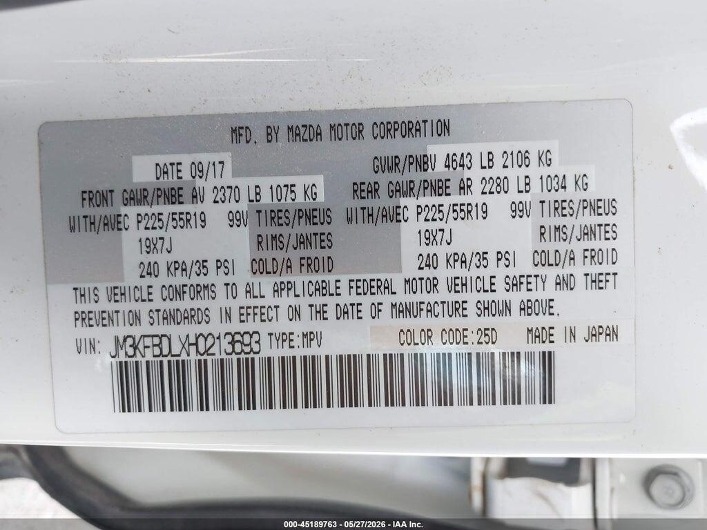 JM3KFBDLXH0213693 2017 MAZDA CX-5 photo no. 9