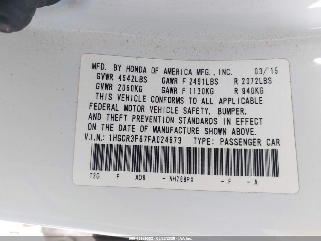 1HGCR3F87FA024673 2015 HONDA ACCORD photo no. 9