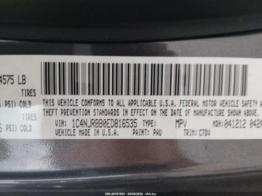 1C4NJRBB0ED816535 2014 JEEP PATRIOT photo no. 9