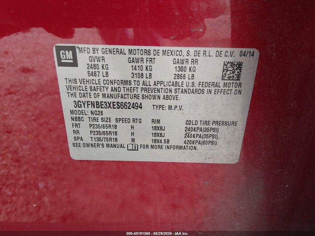 3GYFNBE3XES662494 2014 CADILLAC SRX photo no. 9