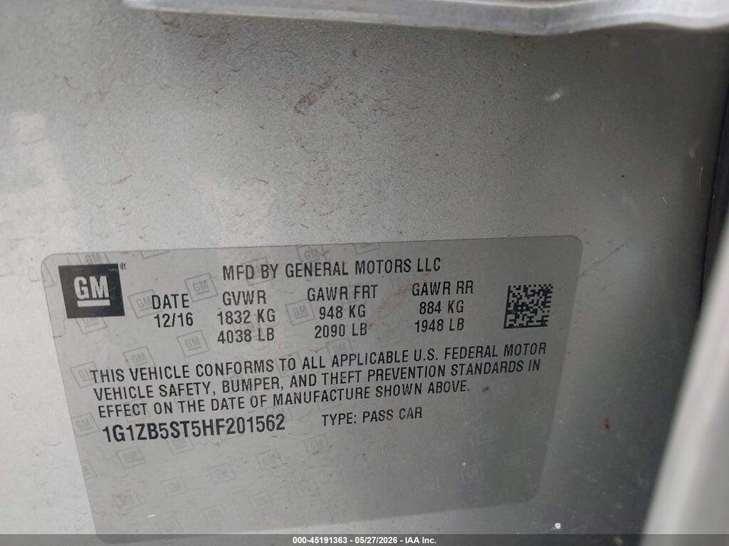 1G1ZB5ST5HF201562 2017 CHEVROLET MALIBU photo no. 9