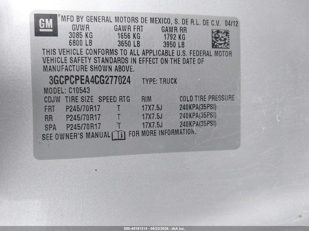 3GCPCPEA4CG277024 2012 CHEVROLET SILVERADO 1500 photo no. 9