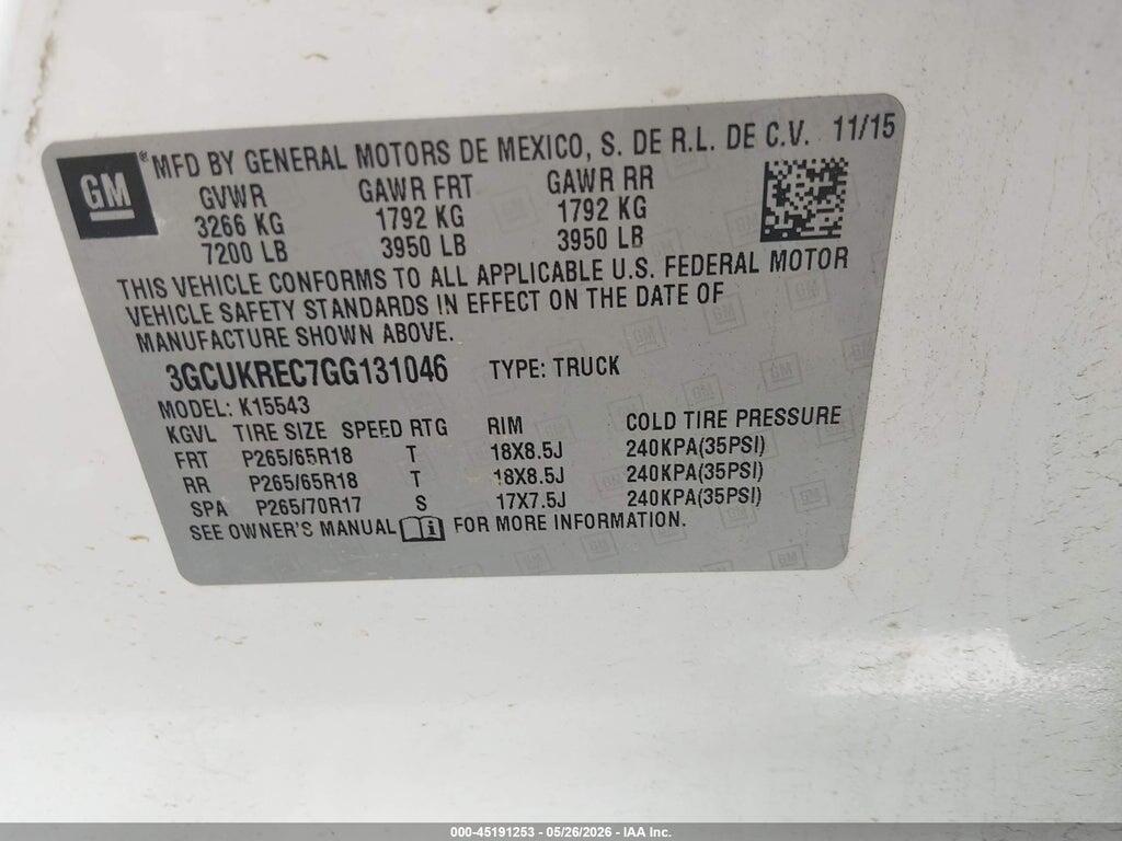 3GCUKREC7GG131046 2016 CHEVROLET SILVERADO 1500 photo no. 9