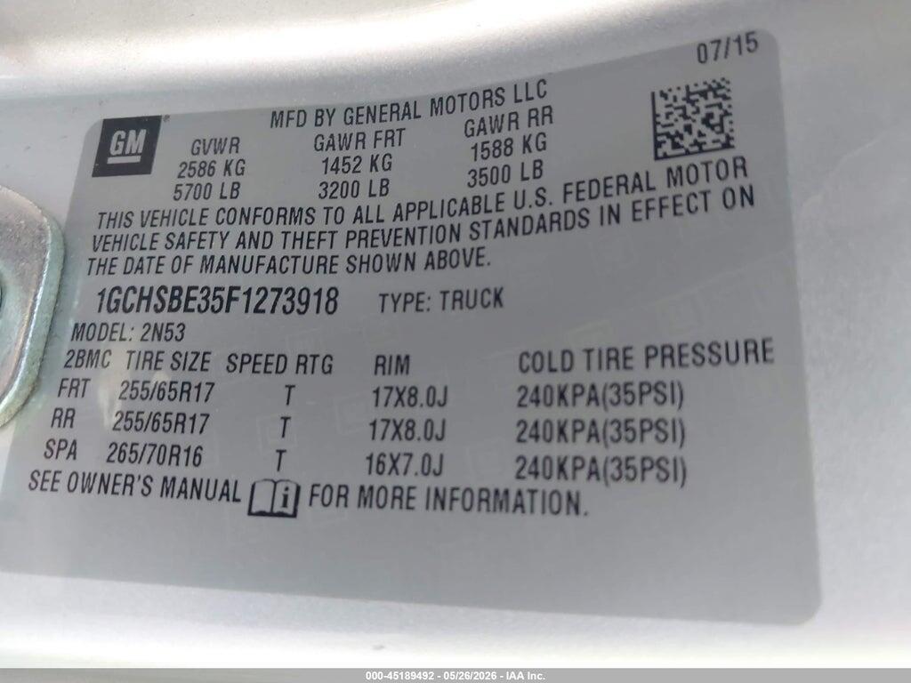 1GCHSBE35F1273918 2015 CHEVROLET COLORADO photo no. 9