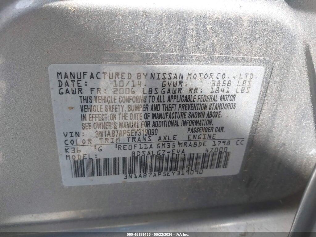 3N1AB7AP5EY319090 2014 NISSAN SENTRA photo no. 9