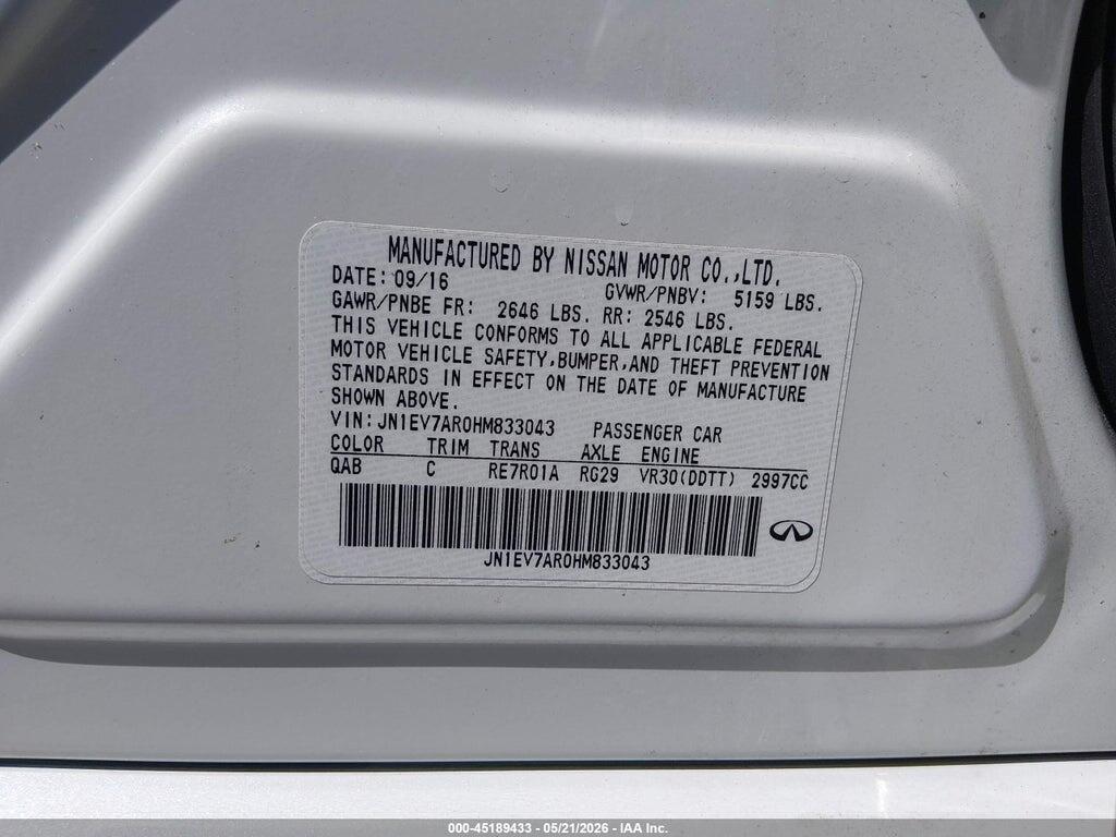 JN1EV7AR0HM833043 2017 INFINITI Q50 photo no. 9