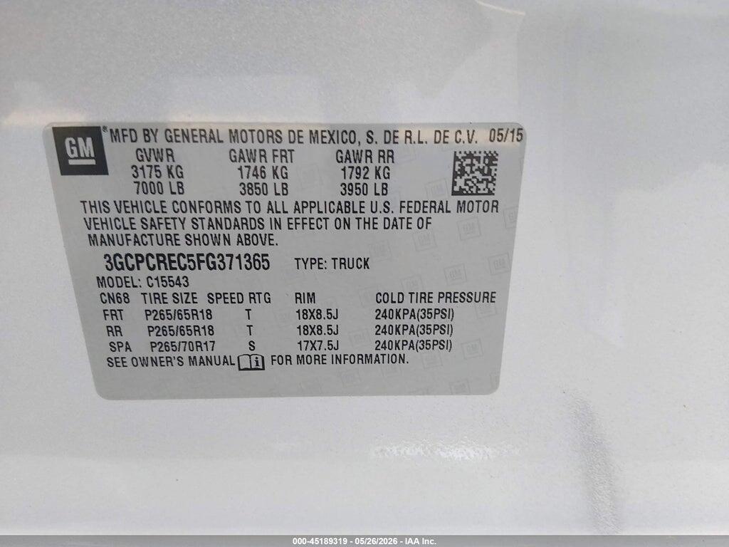 3GCPCREC5FG371365 2015 CHEVROLET SILVERADO 1500 photo no. 9