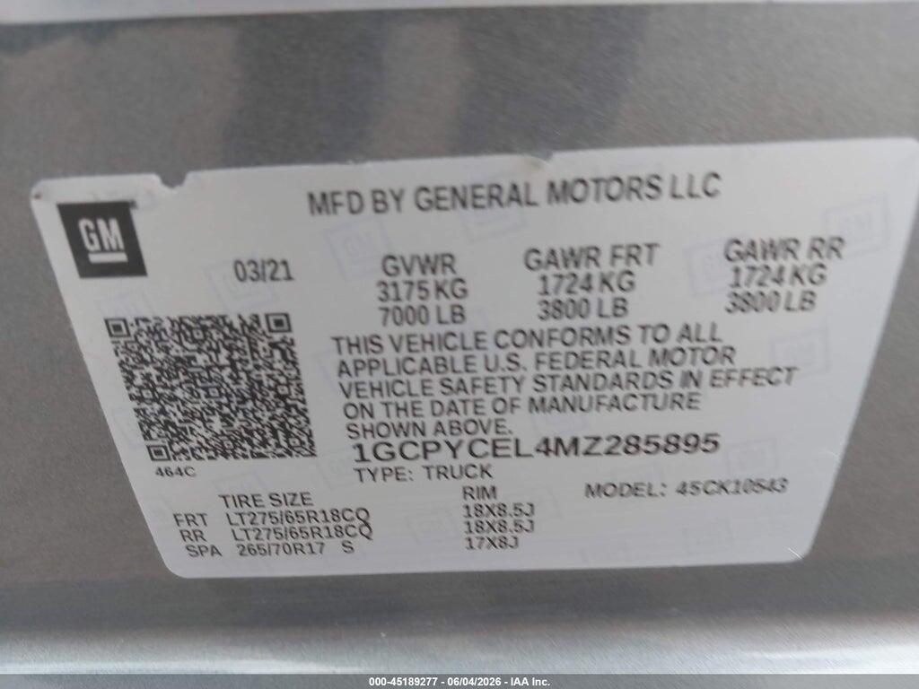1GCPYCEL4MZ285895 2021 CHEVROLET SILVERADO 1500 photo no. 9