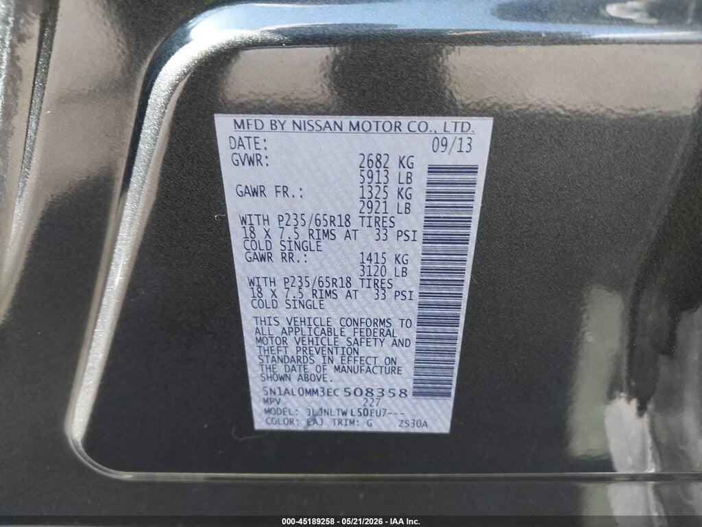 5N1AL0MM3EC508358 2014 INFINITI QX60 photo no. 9