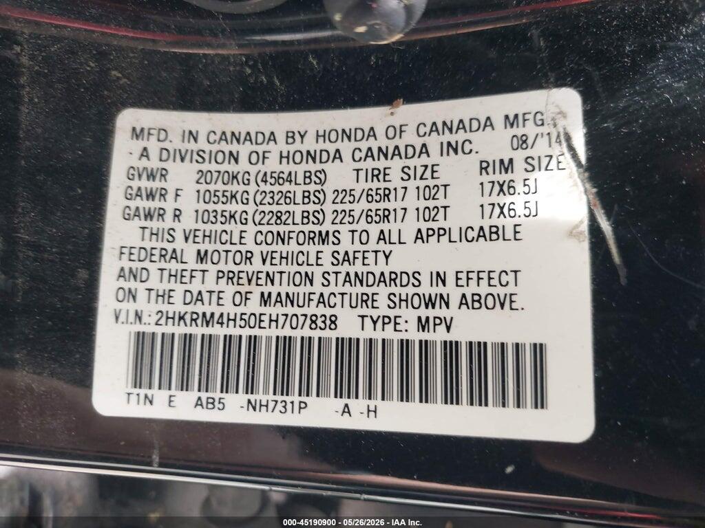 2HKRM4H50EH707838 2014 HONDA CR-V photo no. 9