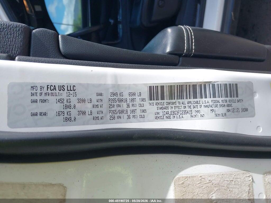 1C4RJEBG3FC235415 2015 JEEP GRAND CHEROKEE photo no. 9