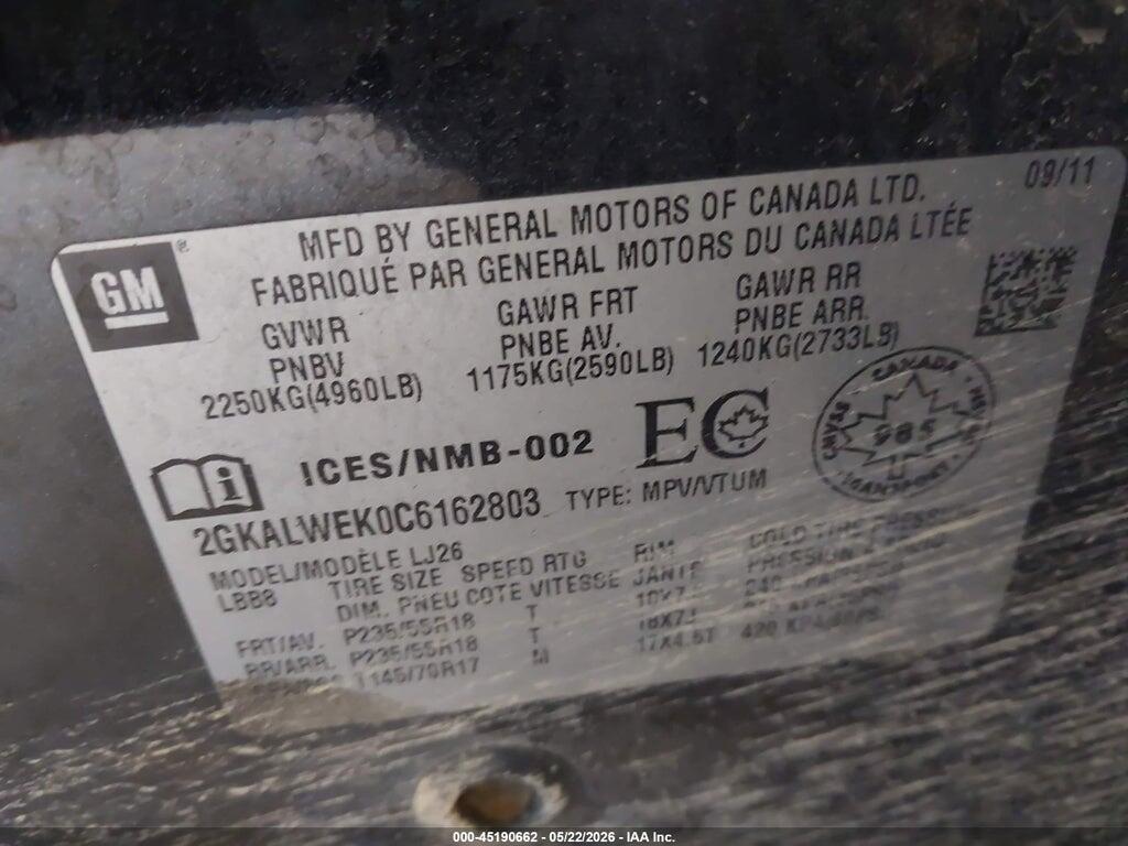 2GKALWEK0C6162803 2012 GMC TERRAIN photo no. 9