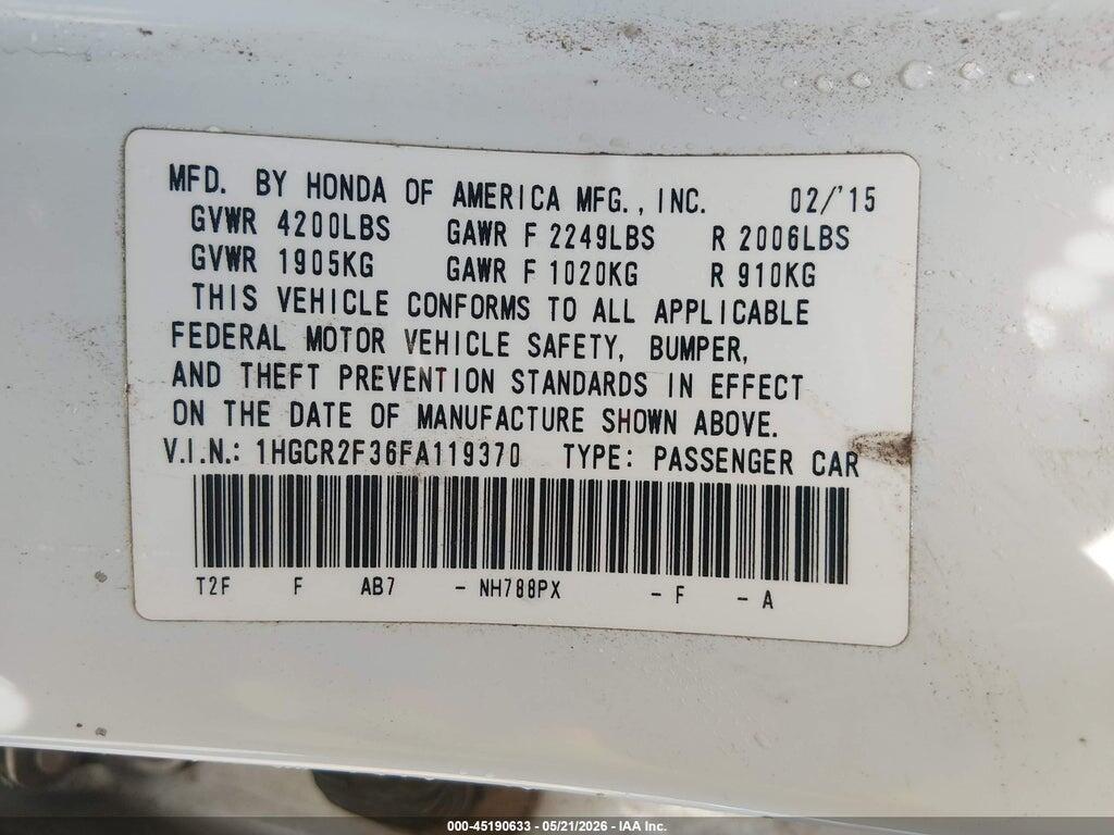 1HGCR2F36FA119370 2015 HONDA ACCORD photo no. 9