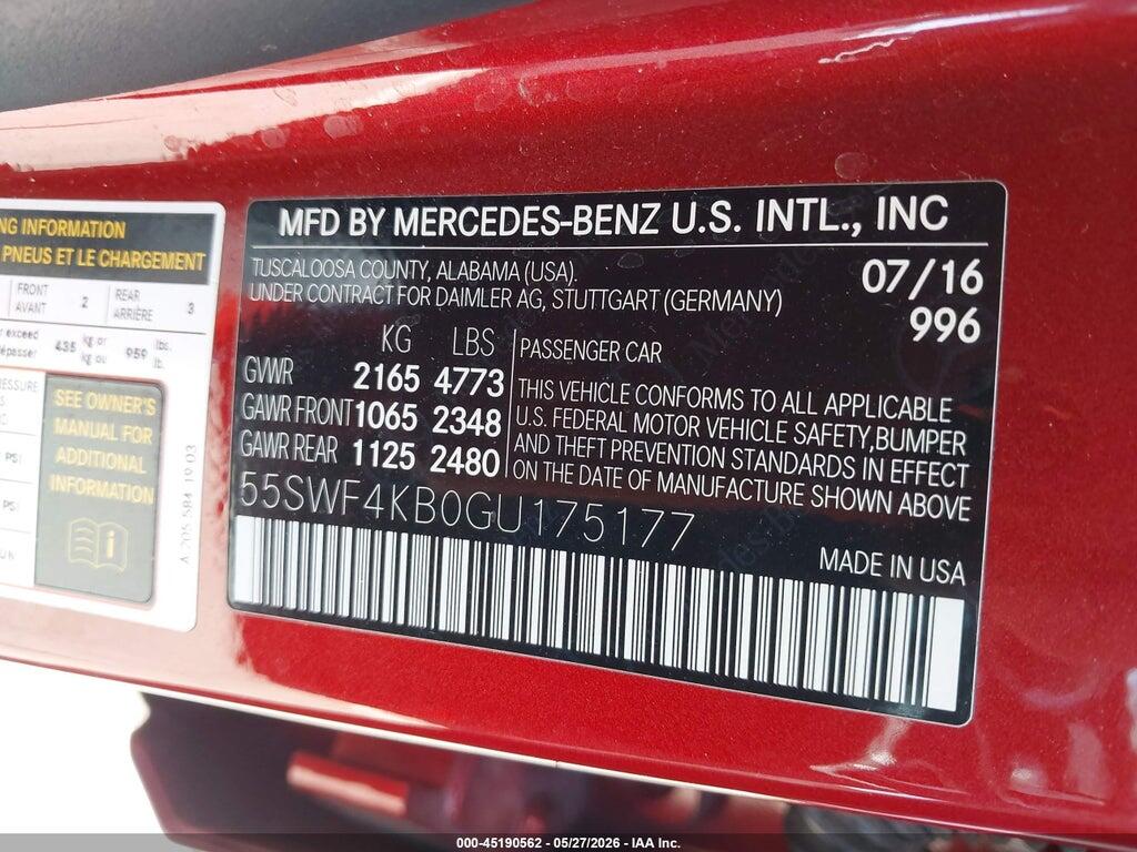 55SWF4KB0GU175177 2016 MERCEDES-BENZ C 300 photo no. 9