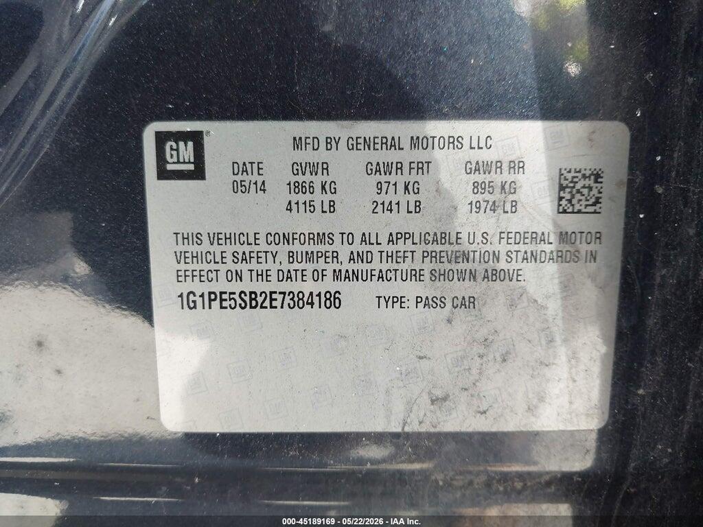 1G1PE5SB2E7384186 2014 CHEVROLET CRUZE photo no. 9