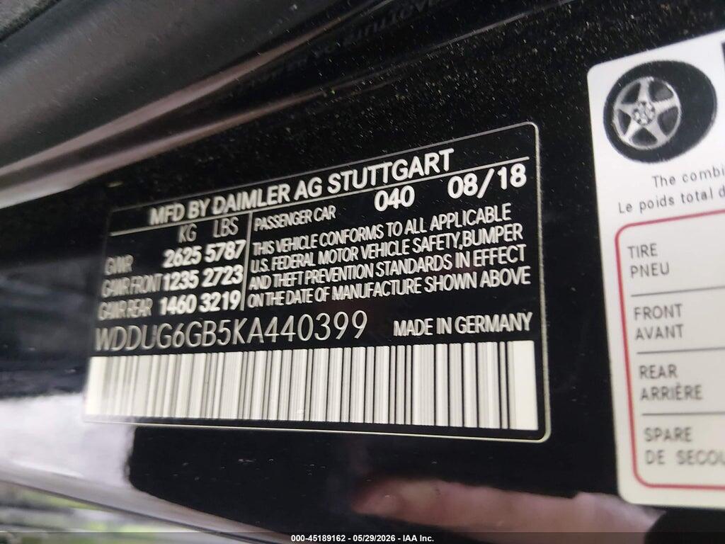 WDDUG6GB5KA440399 2019 MERCEDES-BENZ S 450 photo no. 9