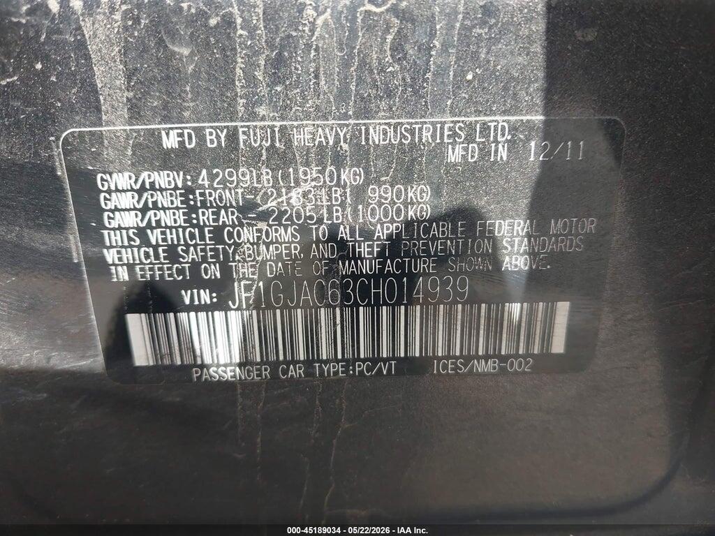 JF1GJAC63CH014939 2012 SUBARU IMPREZA photo no. 9