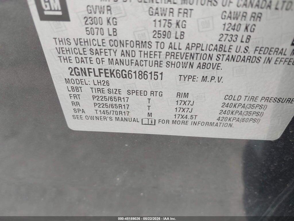 2GNFLFEK6G6186151 2016 CHEVROLET EQUINOX photo no. 9