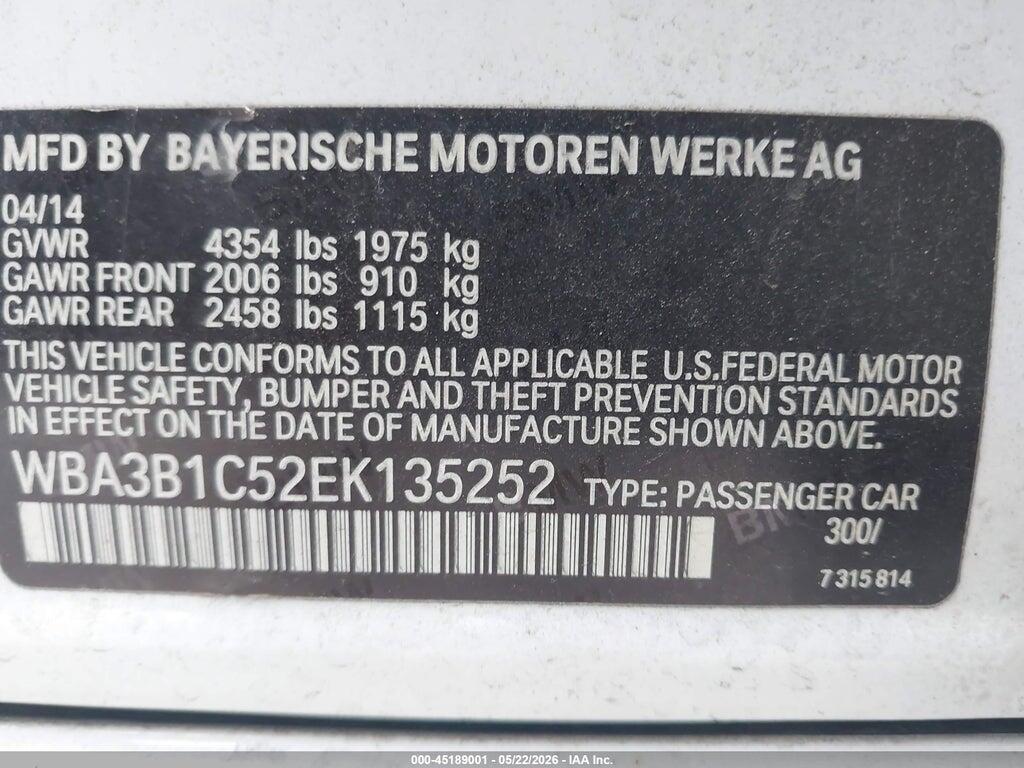 WBA3B1C52EK135252 2014 BMW 320I photo no. 9