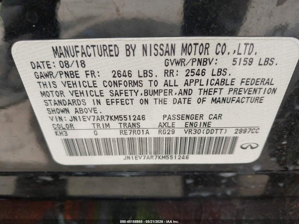 JN1EV7AR7KM551246 2019 INFINITI Q50 photo no. 9