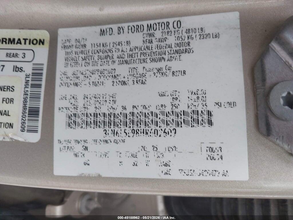 3LN6L5E98HR602609 2017 LINCOLN MKZ photo no. 9