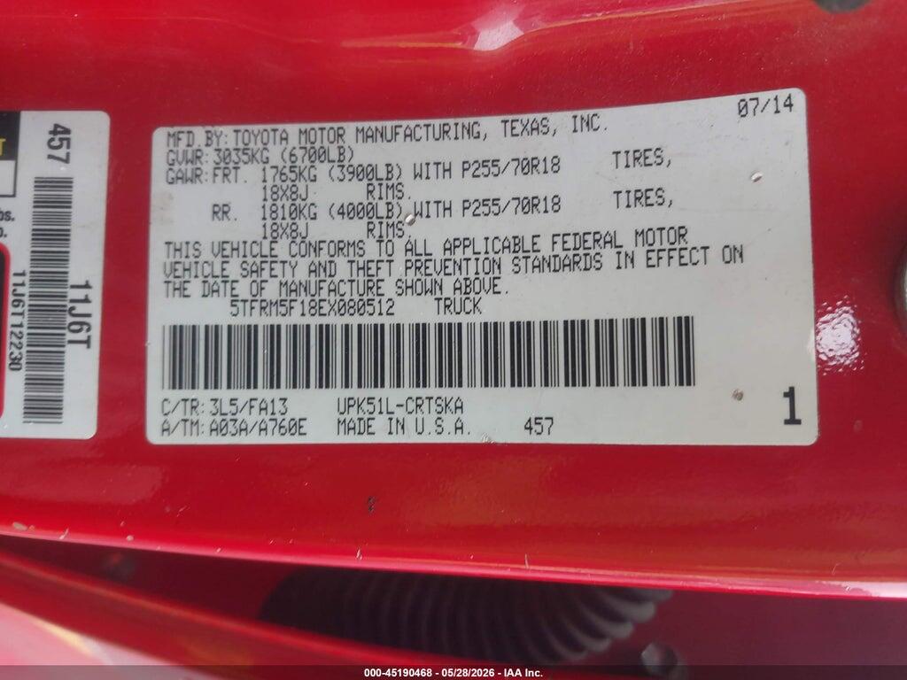 5TFRM5F18EX080512 2014 TOYOTA TUNDRA photo no. 9