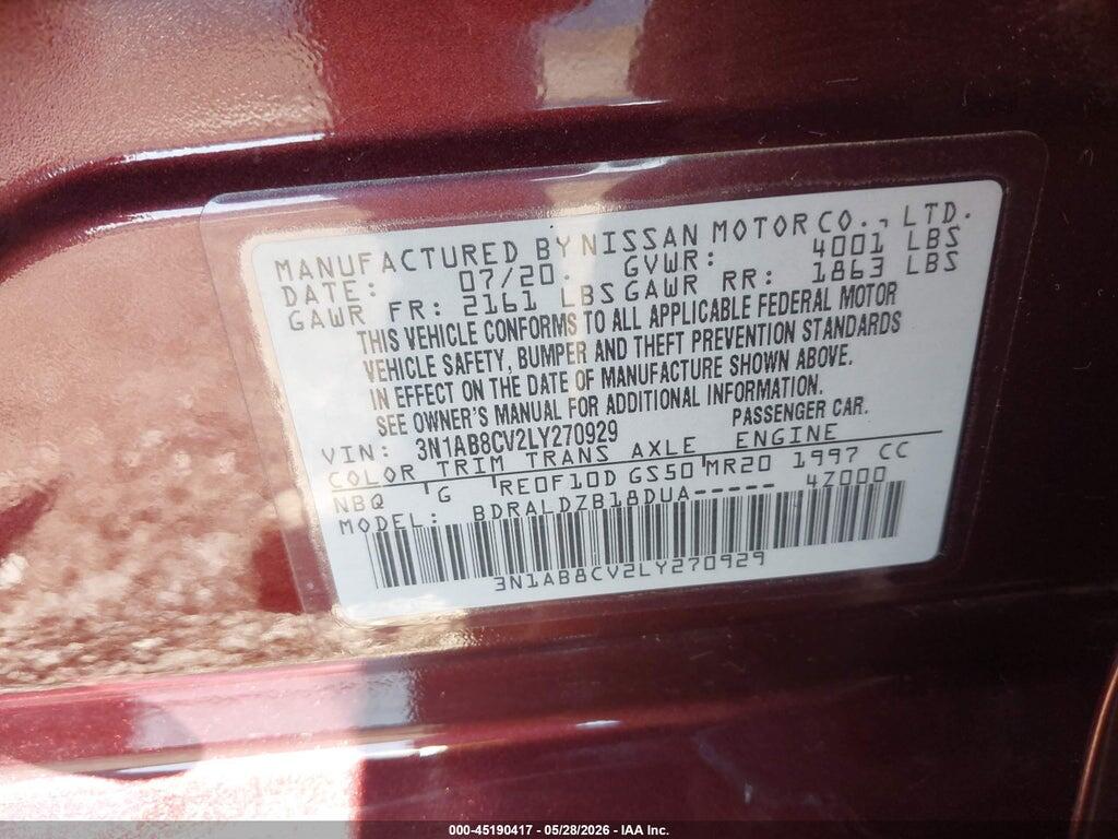 3N1AB8CV2LY270929 2020 NISSAN SENTRA photo no. 9