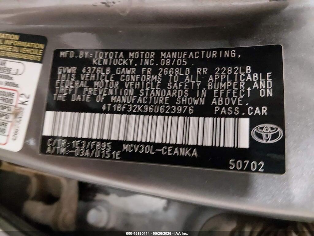 4T1BF32K96U623976 2006 TOYOTA CAMRY photo no. 9