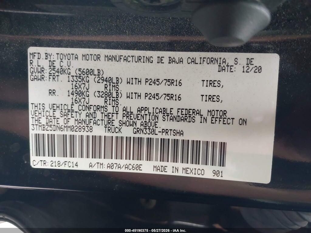 3TMBZ5DN6MM028938 2021 TOYOTA TACOMA photo no. 9
