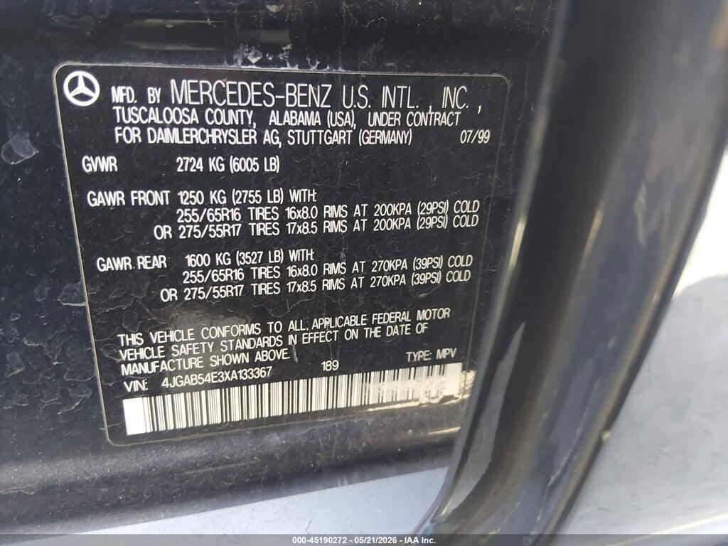 4JGAB54E3XA133367 1999 MERCEDES-BENZ ML 320 photo no. 9