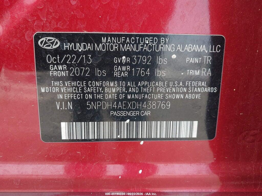 5NPDH4AEXDH438769 2013 HYUNDAI ELANTRA photo no. 9