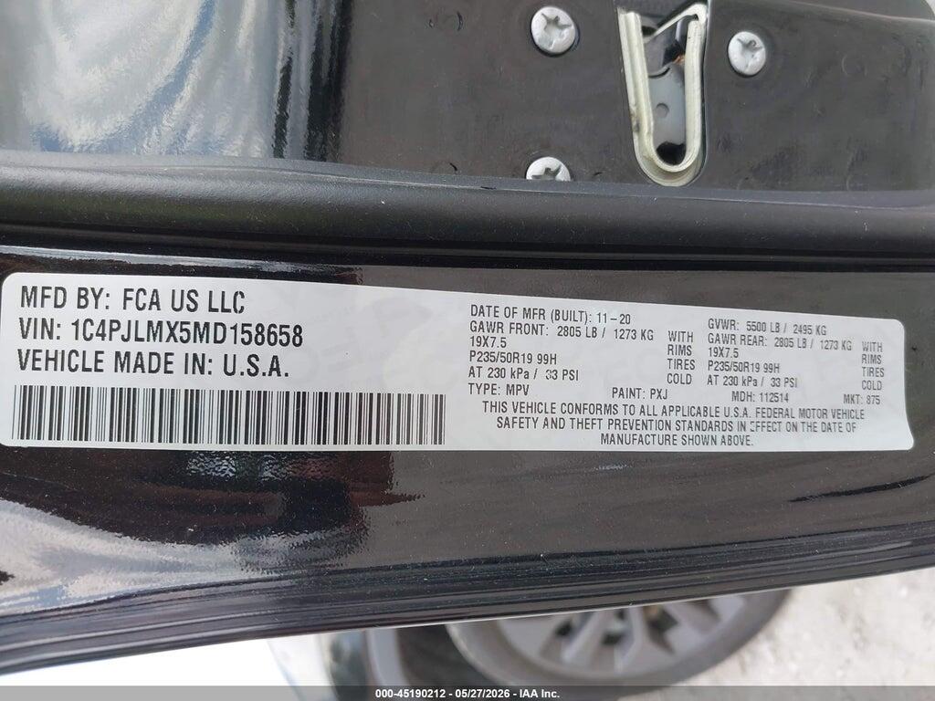 1C4PJLMX5MD158658 2021 JEEP CHEROKEE photo no. 9