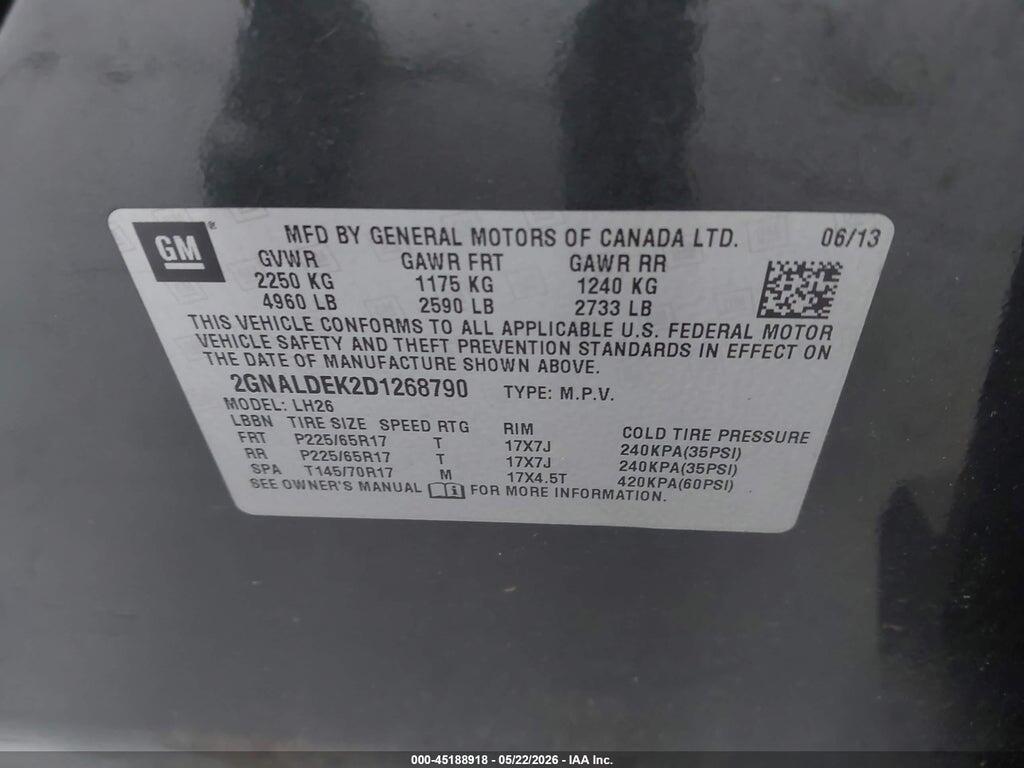 2GNALDEK2D1268790 2013 CHEVROLET EQUINOX photo no. 9