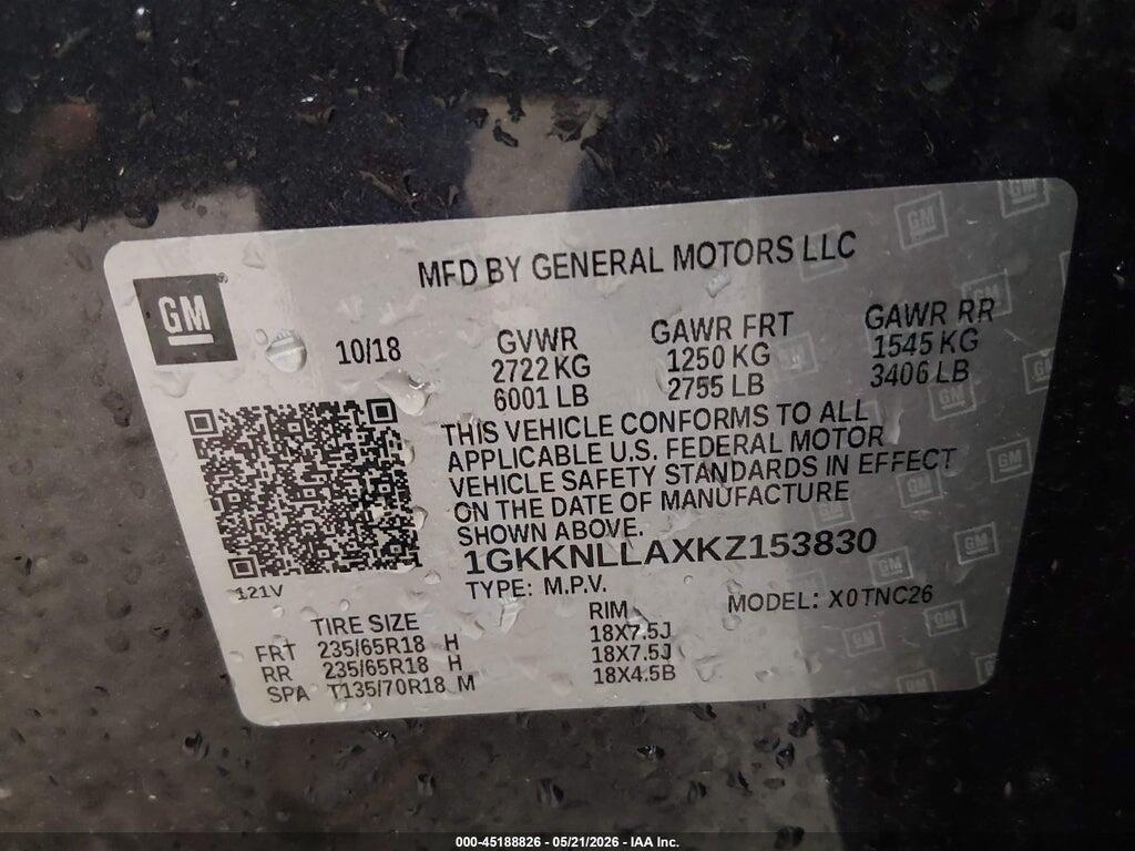 1GKKNLLAXKZ153830 2019 GMC ACADIA photo no. 9