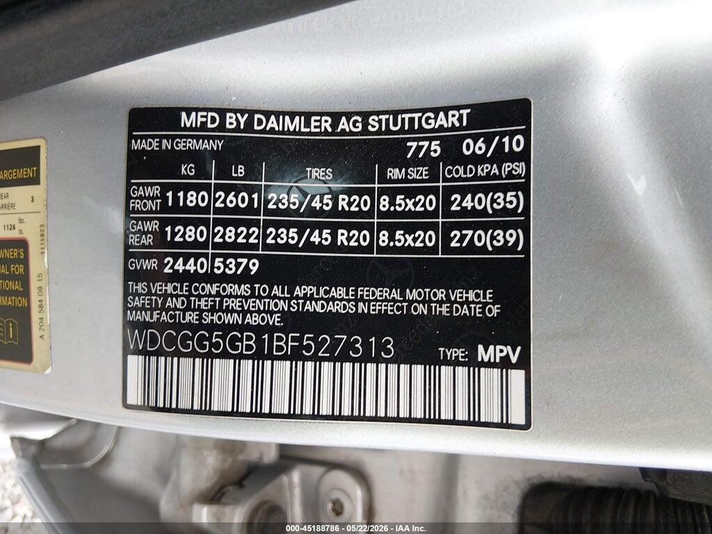 WDCGG5GB1BF527313 2011 MERCEDES-BENZ GLK 350 photo no. 9