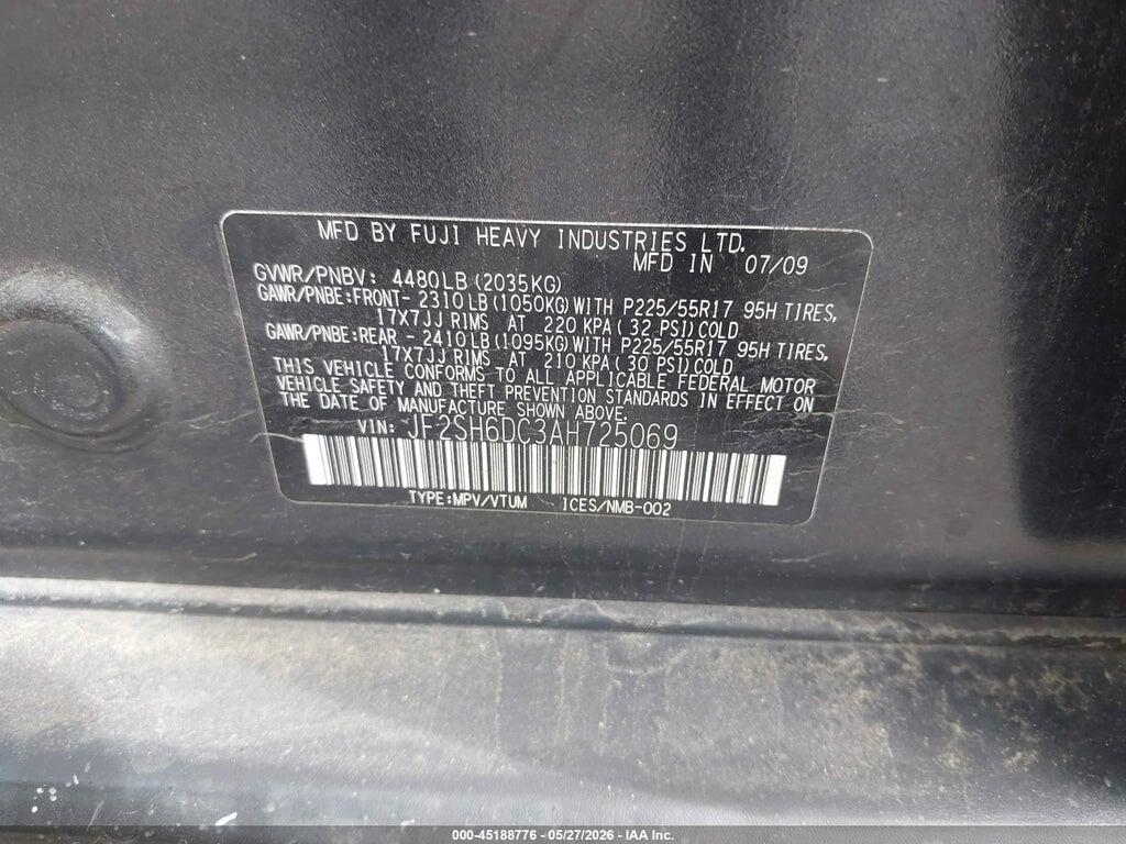 JF2SH6DC3AH725069 2010 SUBARU FORESTER photo no. 9