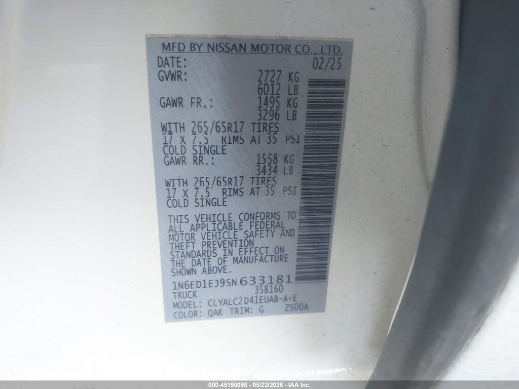 1N6ED1EJ9SN633181 2025 NISSAN FRONTIER photo no. 9