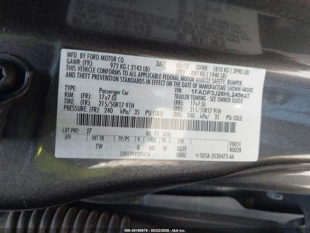 1FADP3J28HL245627 2017 FORD FOCUS photo no. 9