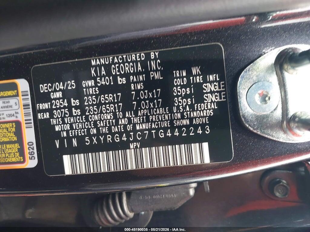 5XYRG4JC7TG442243 2026 KIA SORENTO photo no. 9