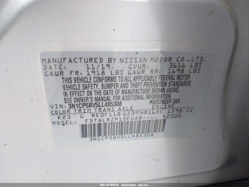 3N1CP5BV5LL485308 2020 NISSAN KICKS photo no. 9