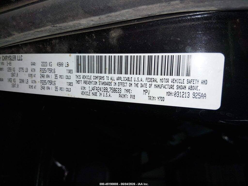 1J4FA24189L758633 2009 JEEP WRANGLER photo no. 9