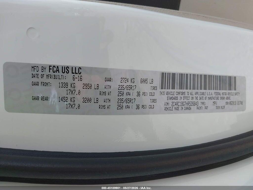 2C4RC1BG7HR526643 2017 CHRYSLER PACIFICA photo no. 9