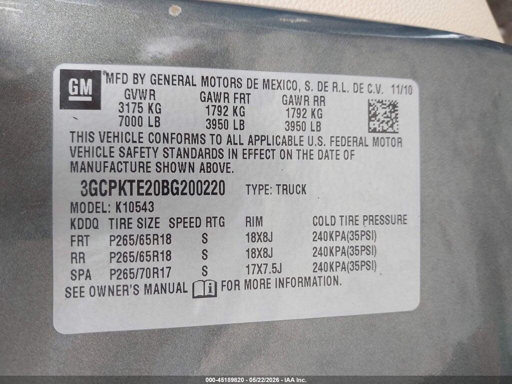 3GCPKTE20BG200220 2011 CHEVROLET SILVERADO 1500 photo no. 9