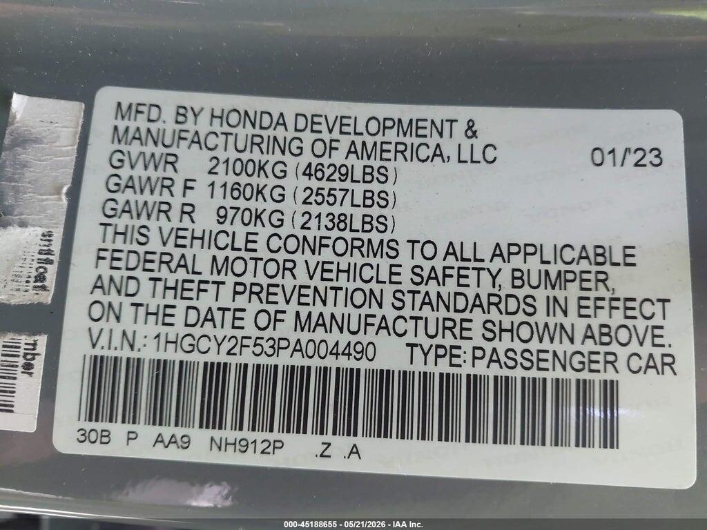 1HGCY2F53PA004490 2023 HONDA ACCORD HYBRID photo no. 9