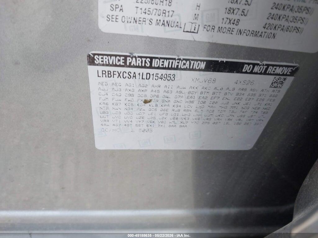 LRBFXCSA1LD154953 2020 BUICK ENVISION photo no. 9
