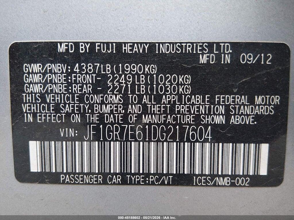JF1GR7E61DG217604 2013 SUBARU IMPREZA WRX photo no. 9